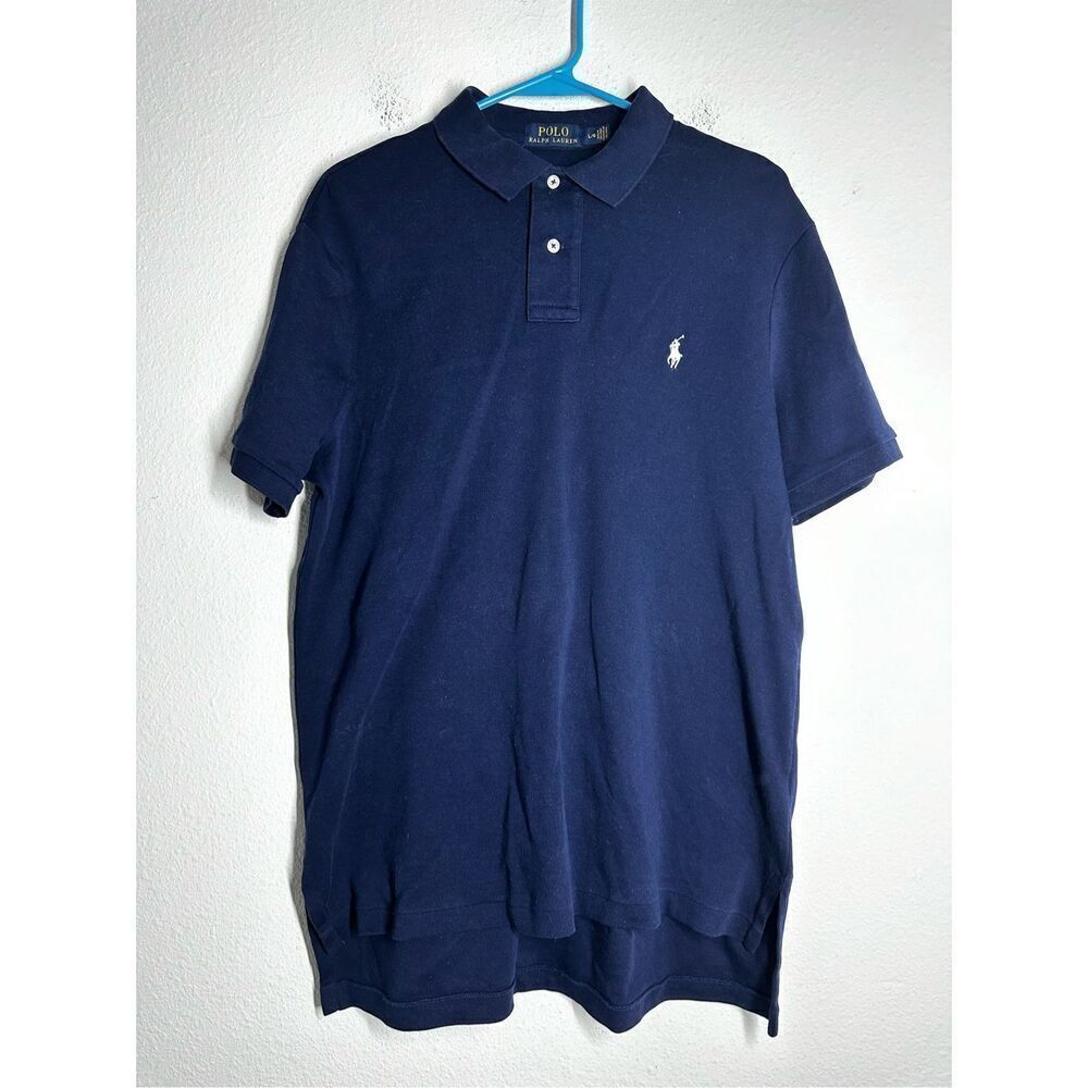 Polo Ralph Lauren Cotton Polo Blue White Logo Size L * See Description